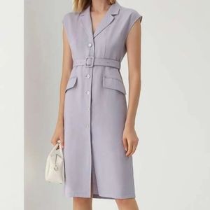 Shein MOTF X Brooks Nader LINEN BELTED FITTED DRESS